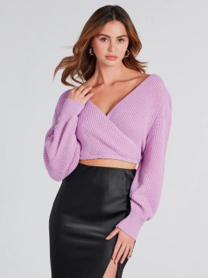 Classic Cozy Surplice Cropped Sweater