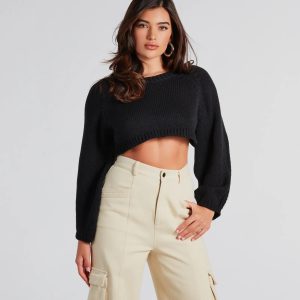 Elevated Cozy Open Back Cropped Sweater