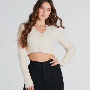 Such A Cutie Cable Knit Cropped Cardigan