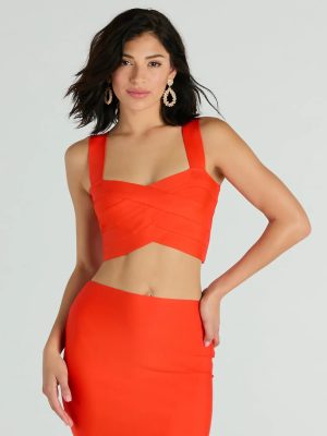 Set For Compliments Sleeveless Bandage Crop Top