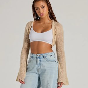 Snuggly Style Long Sleeve Fuzzy Knit Bolero