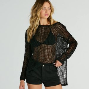 Breezy Beauty Sheer Crochet Coverup Top