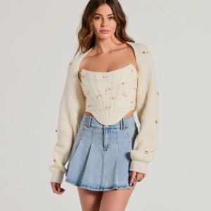 The Sweetest Floral Rosette Long Sleeve Knit Bolero