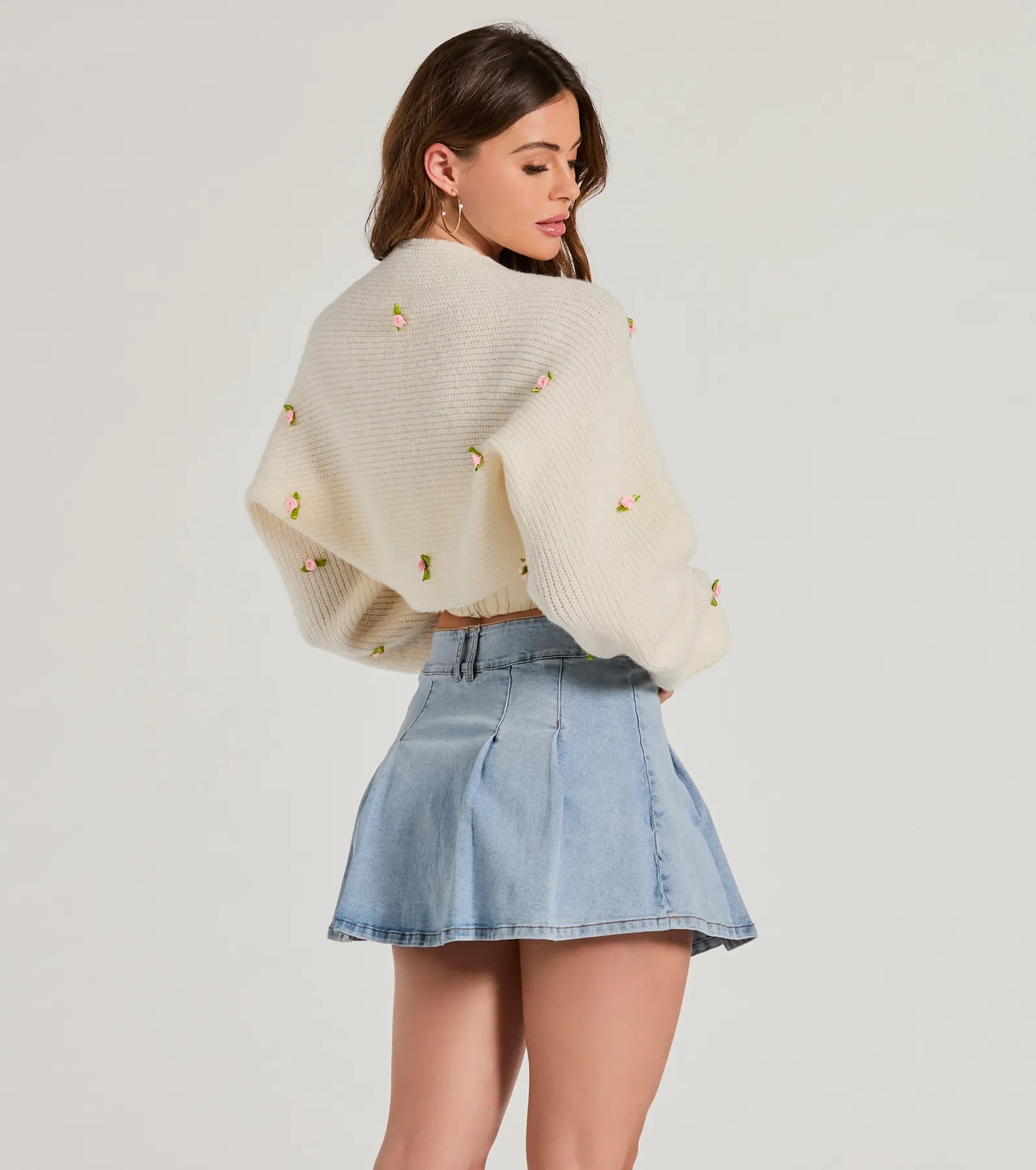 The Sweetest Floral Rosette Long Sleeve Knit Bolero - Image 2