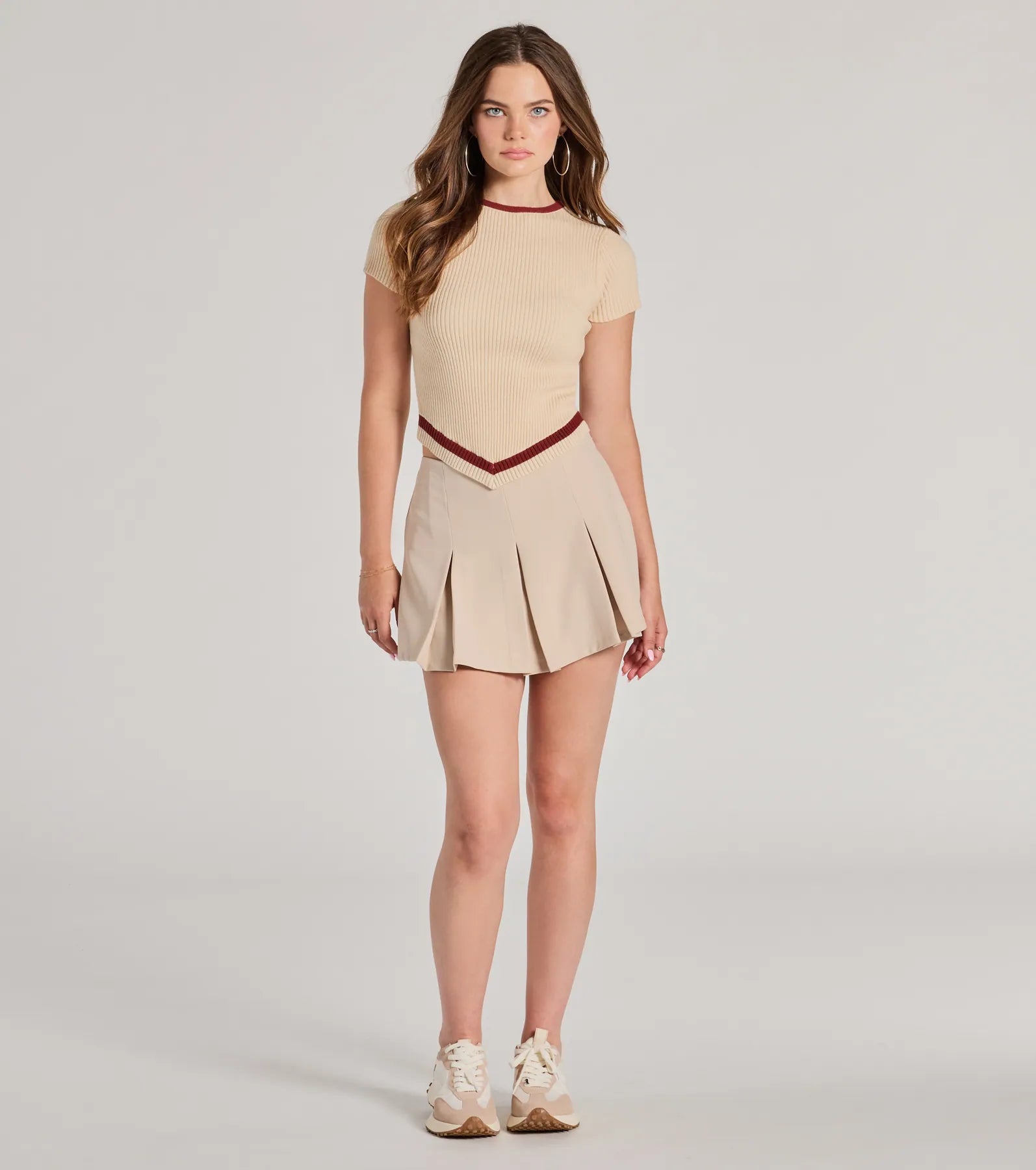 Preppy Charm Short Sleeve Striped Crop Top - Image 3