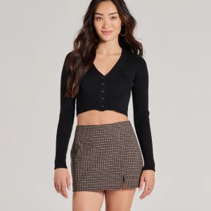 Darling Layer V-Neck Button Crop Cardigan