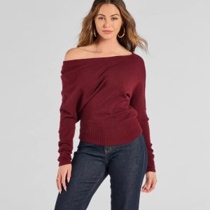 Cute And Cozy Off-Shoulder Knit Sweater