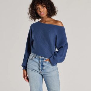 Cozy Cutie Ribbed Knit Boat Neck Sweater