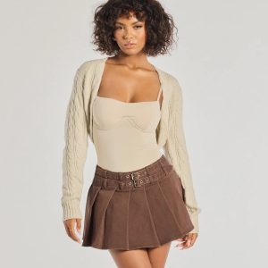 Cozy Glam Cable Knit Long Sleeve Bolero