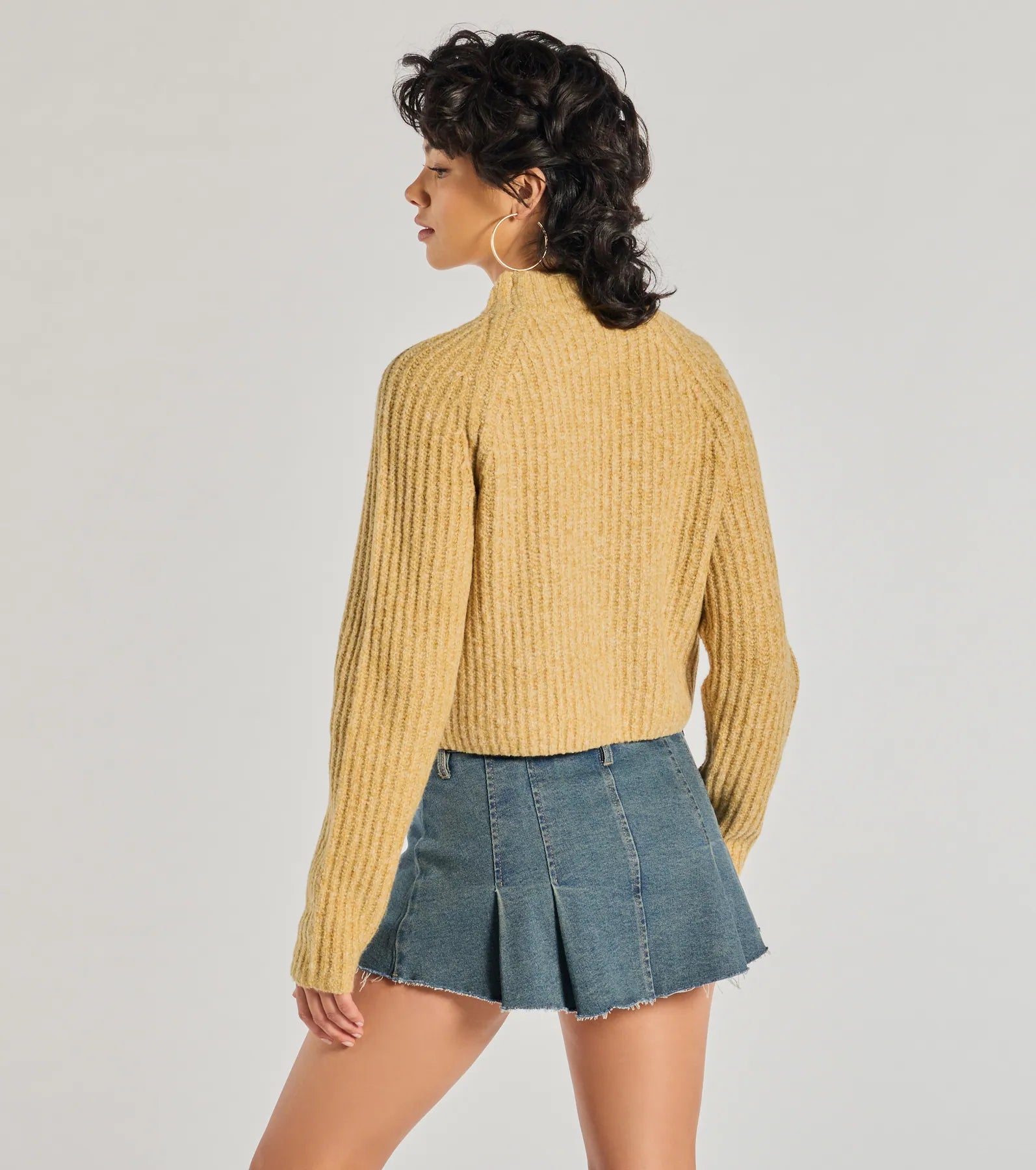 Stylishly Casual Mock Neck Knit Sweater - Image 2