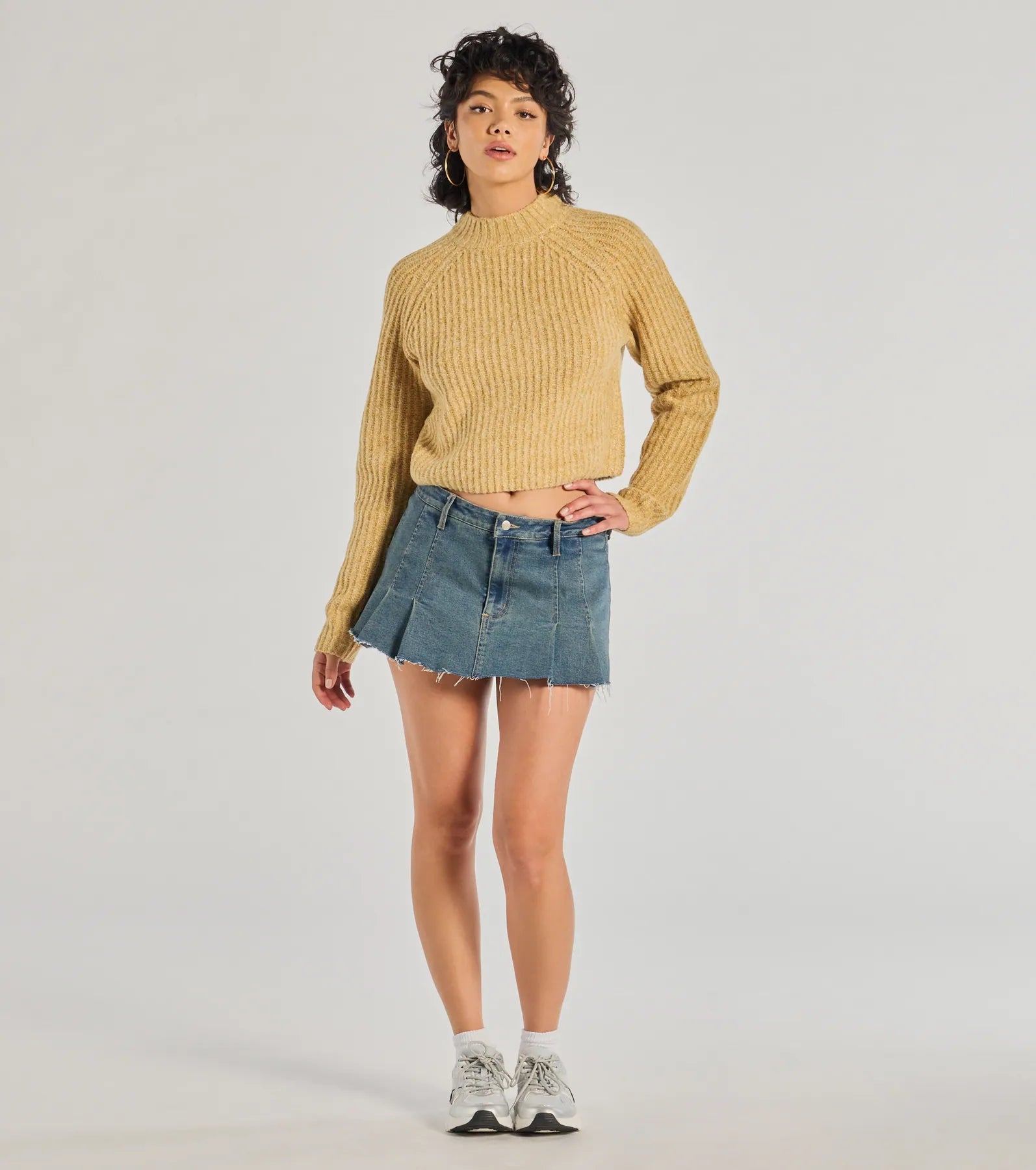 Stylishly Casual Mock Neck Knit Sweater - Image 3