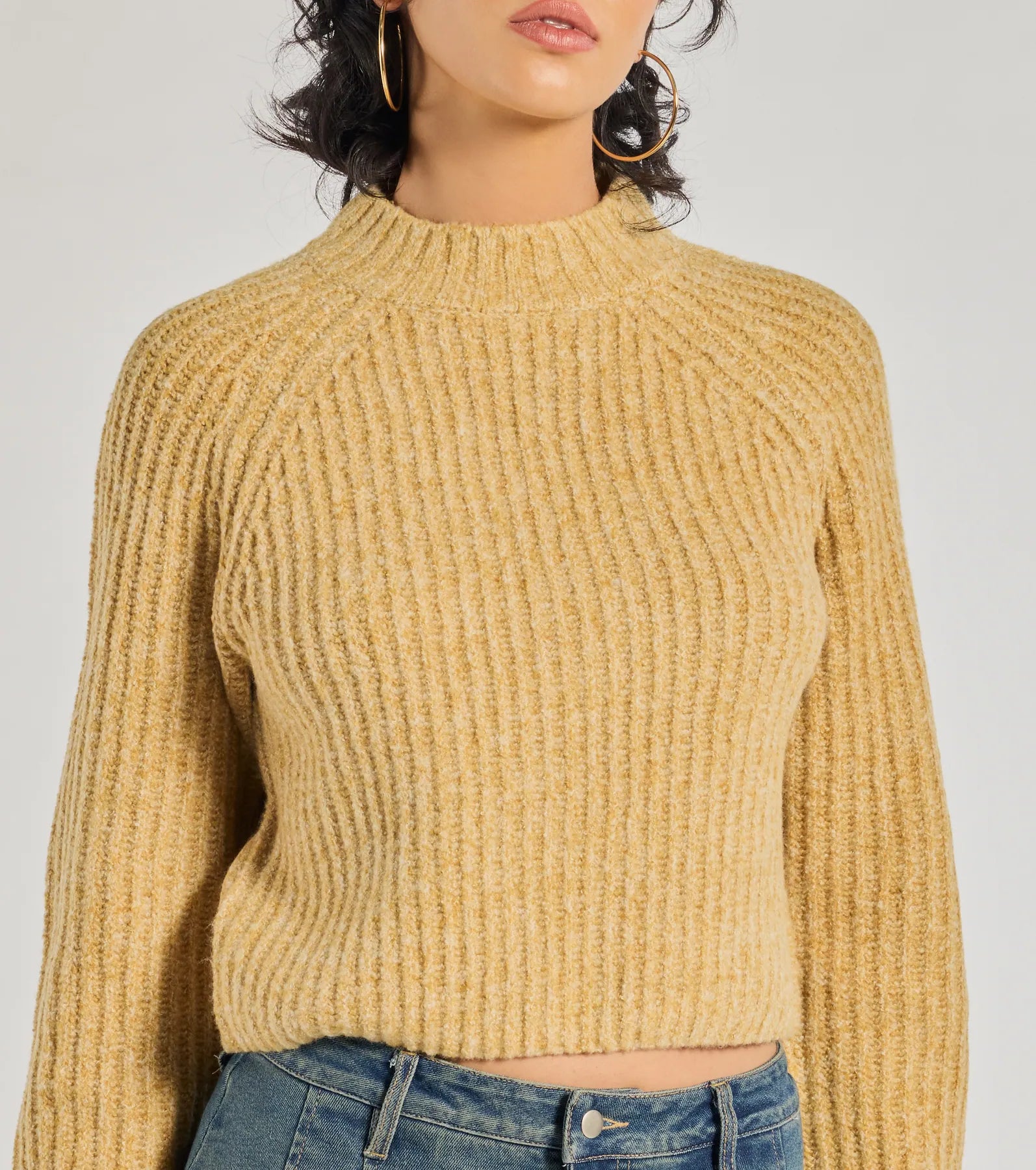 Stylishly Casual Mock Neck Knit Sweater - Image 4