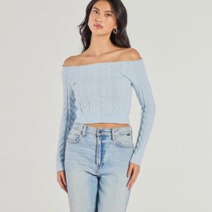 Cozy Cutie Off-The-Shoulder Cable Knit Top