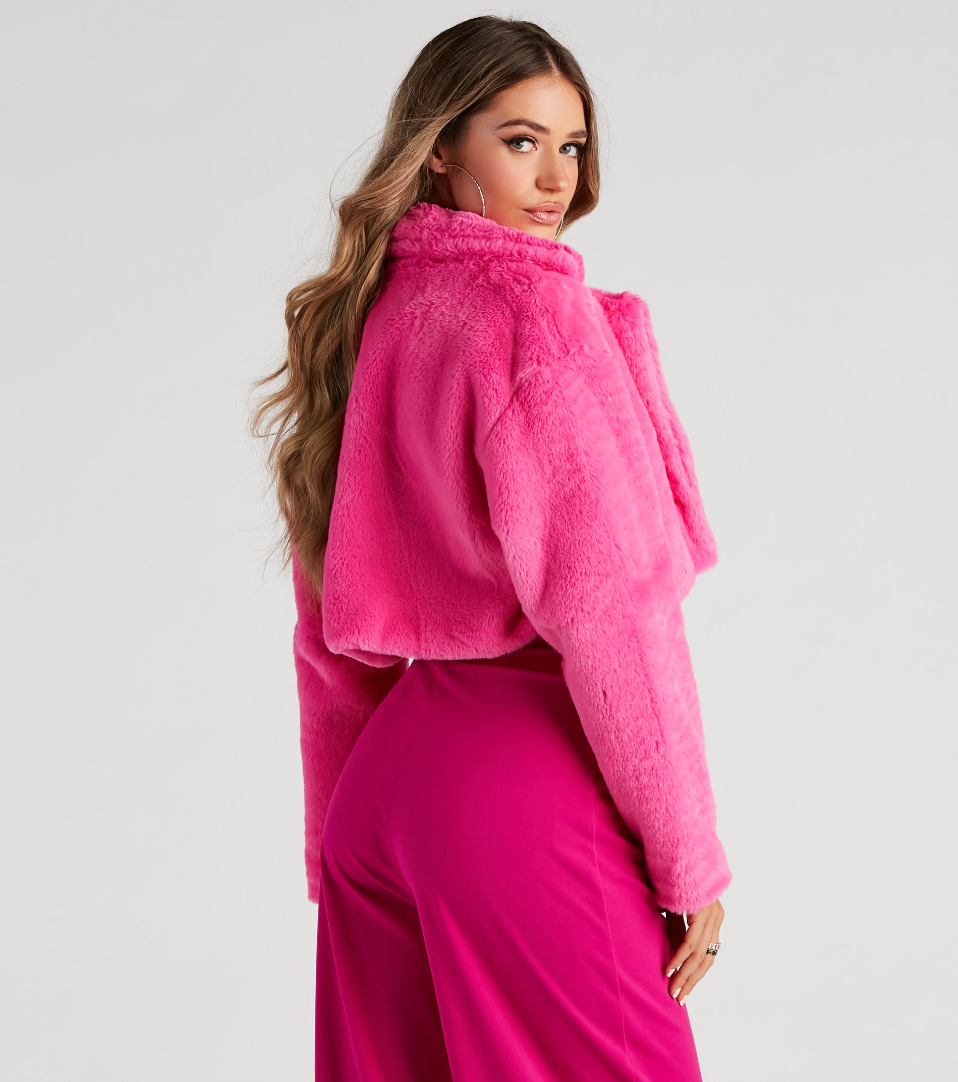 So Fluffy Faux Fur Crop Blazer - Image 6