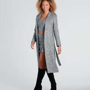Uptown Girl Tweed Belted Trench Coat