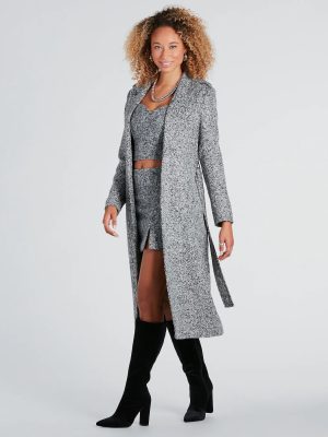 Uptown Girl Tweed Belted Trench Coat