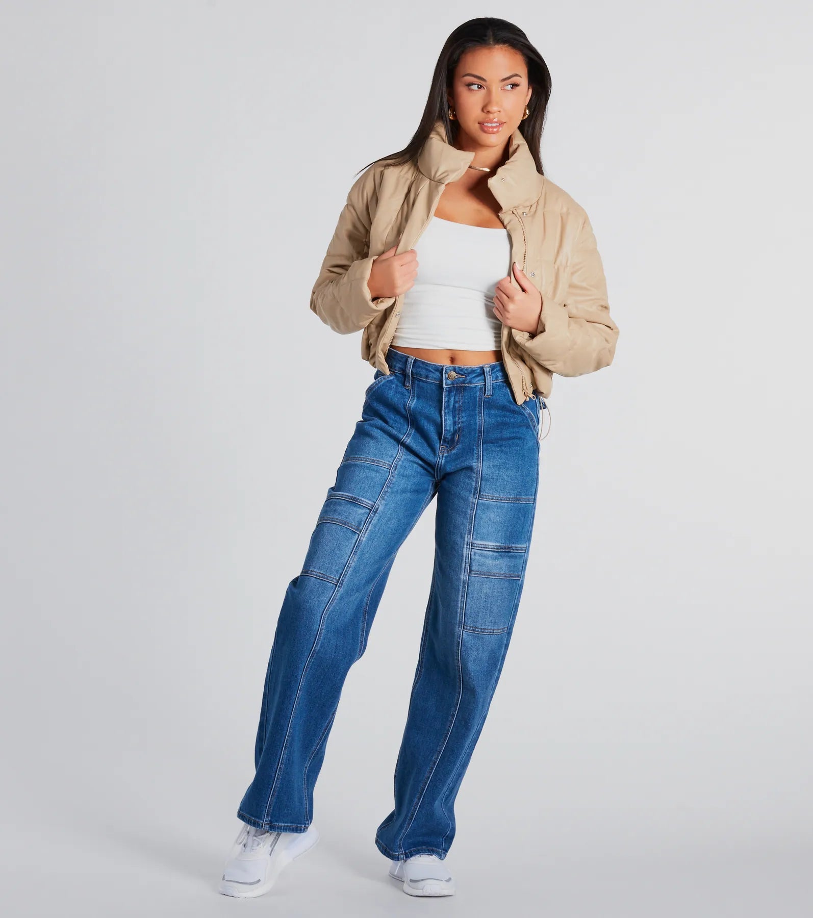 Sleek As Can Be Faux Leather Puffer Jacket - Image 3