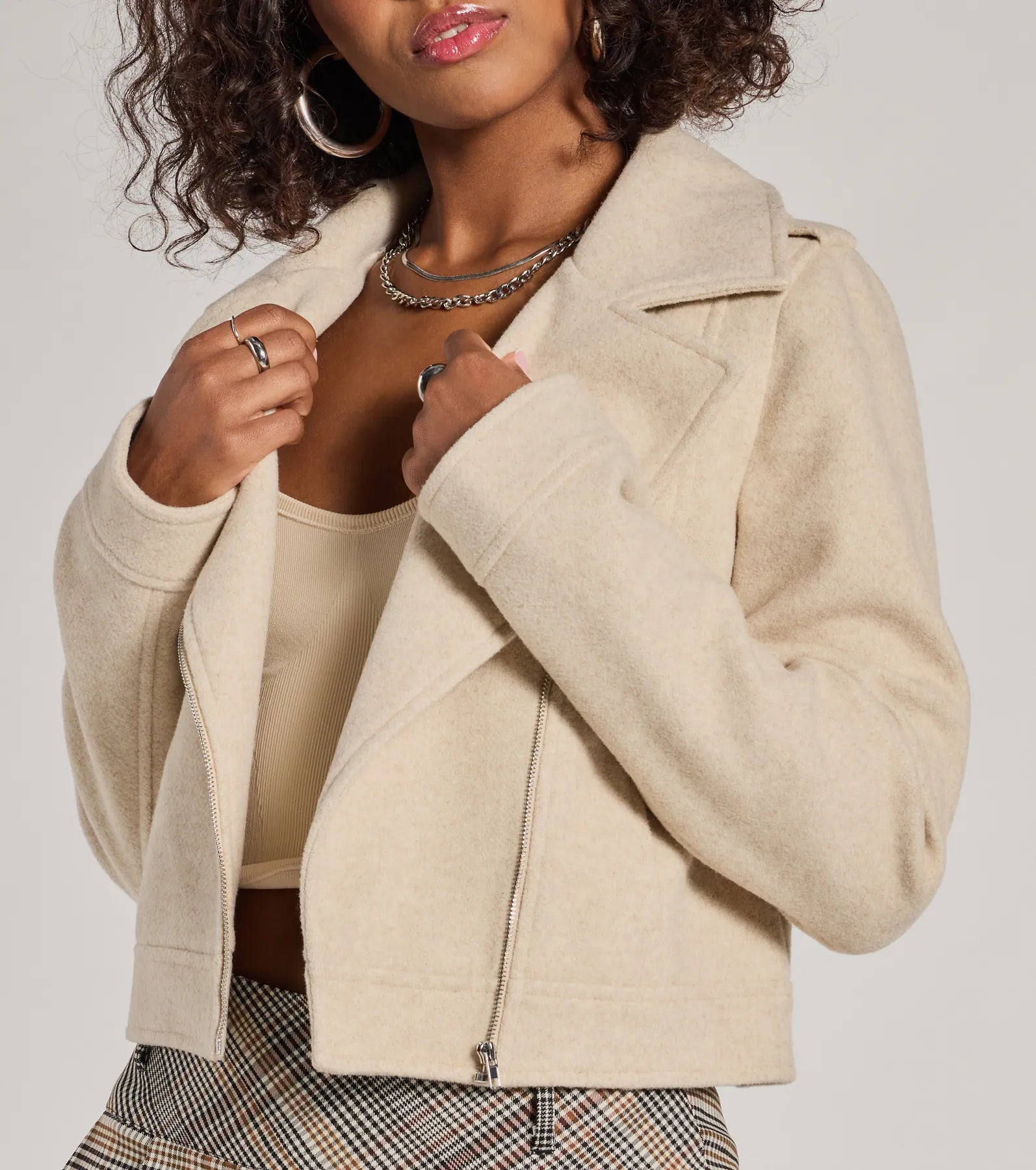 Cool Chic Vibe Faux Wool Moto Jacket - Image 5