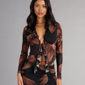 Sweet Escape Floral Tie Front Top