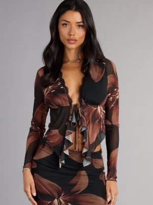 Sweet Escape Floral Tie Front Top
