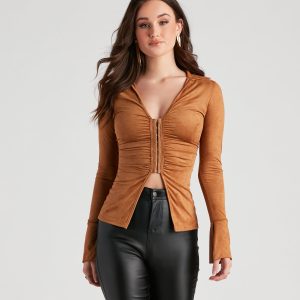 Sweeter In Faux Suede Slit Jacket