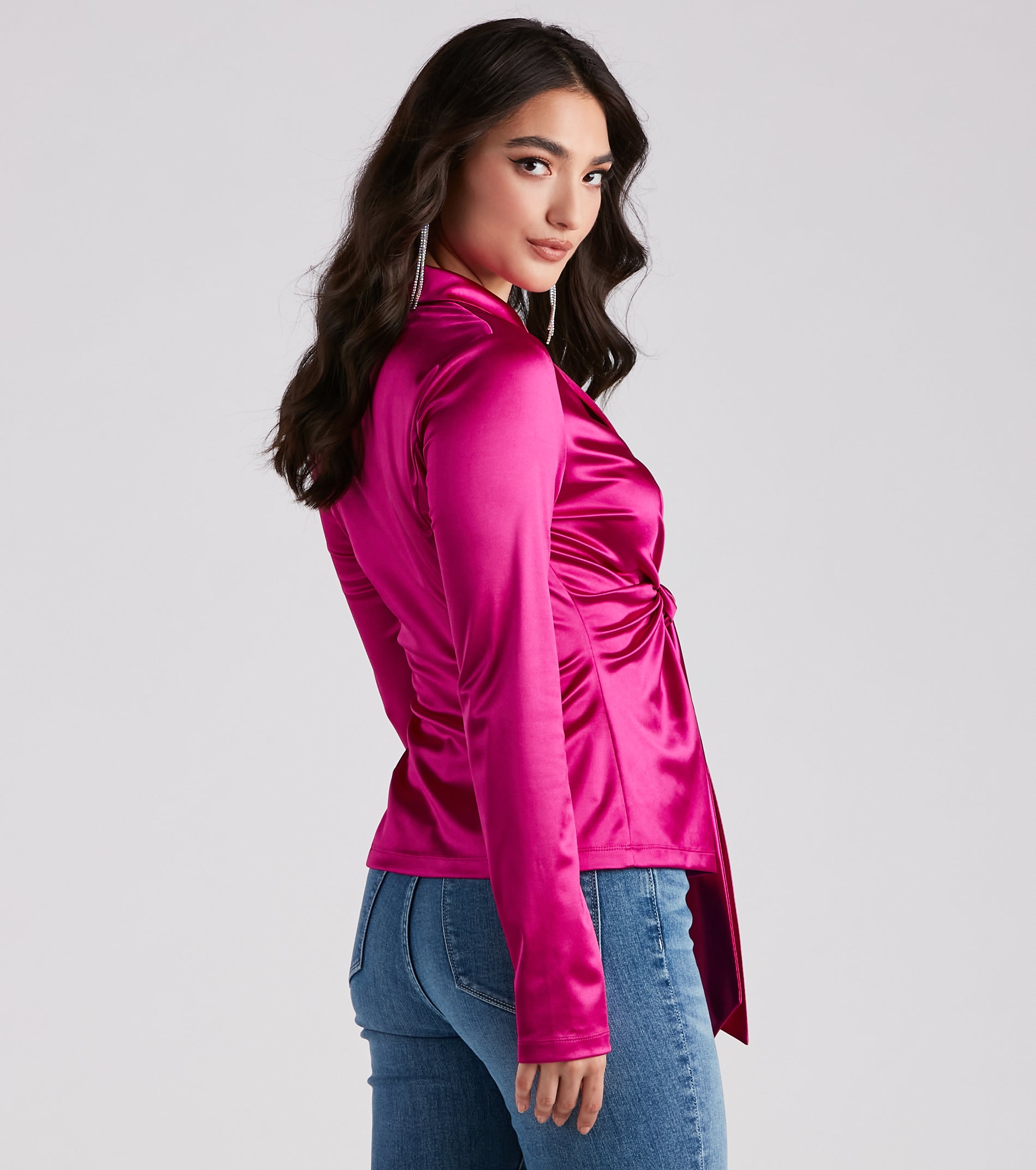 Biz Chic Satin Tie-Front Blazer - Image 10