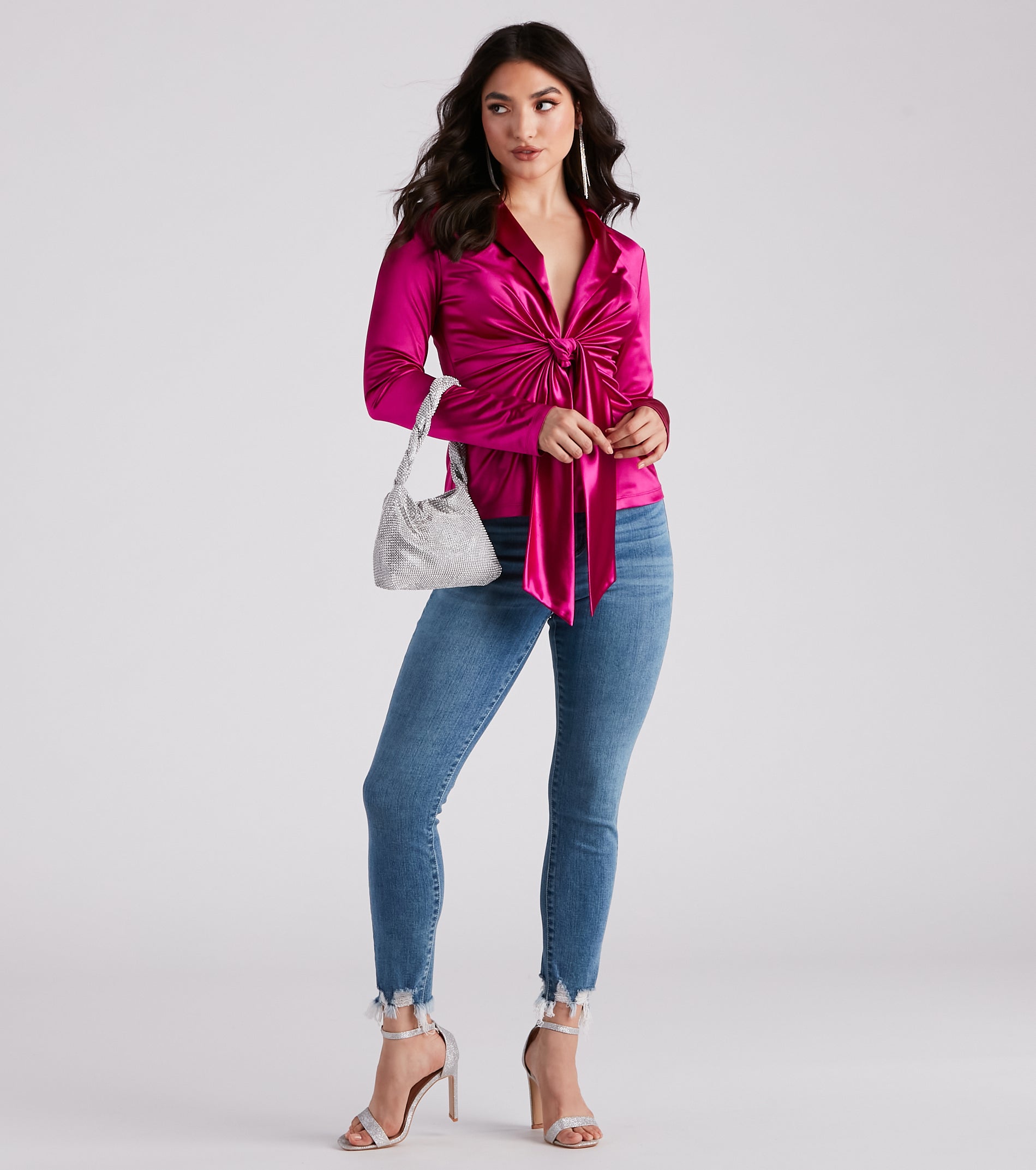 Biz Chic Satin Tie-Front Blazer - Image 11