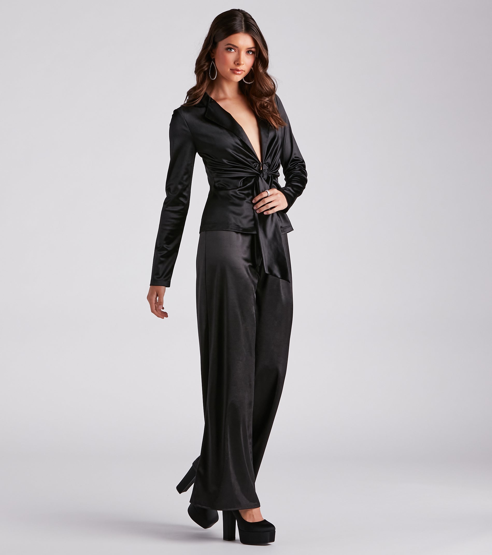 Biz Chic Satin Tie-Front Blazer - Image 15
