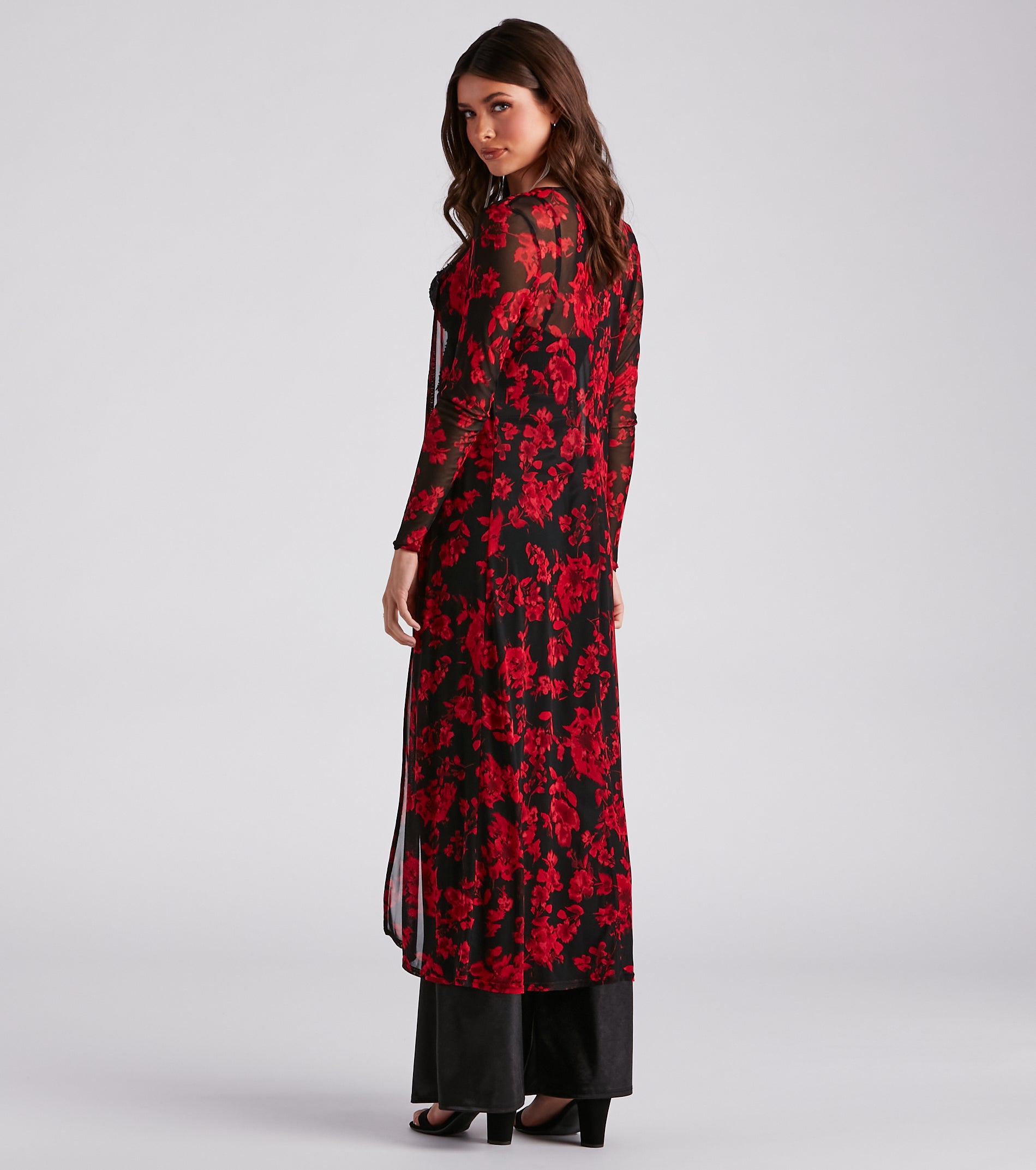 Sheer Intent Floral Mesh Duster - Image 2