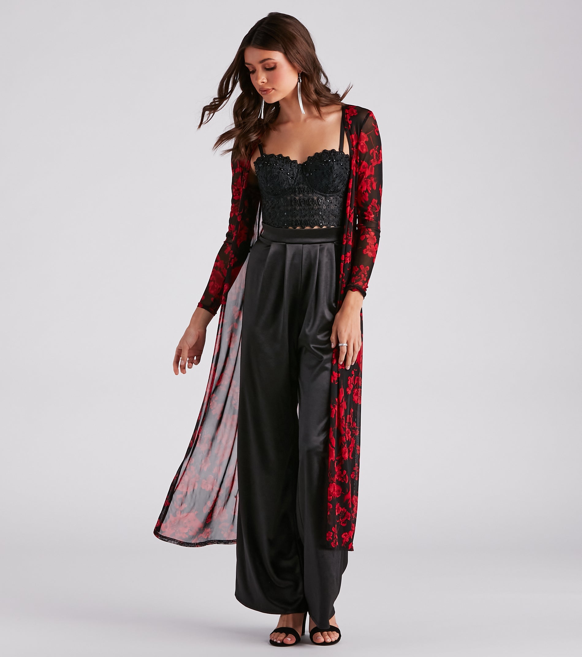 Sheer Intent Floral Mesh Duster - Image 3