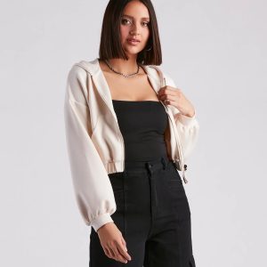Off Duty Babe Luxe Zip-Up Crop Hoodie
