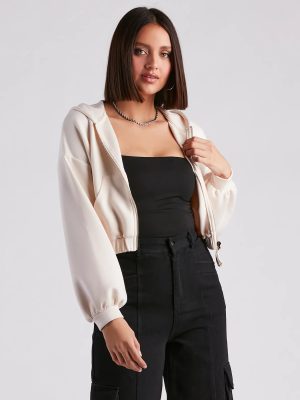 Off Duty Babe Luxe Zip-Up Crop Hoodie