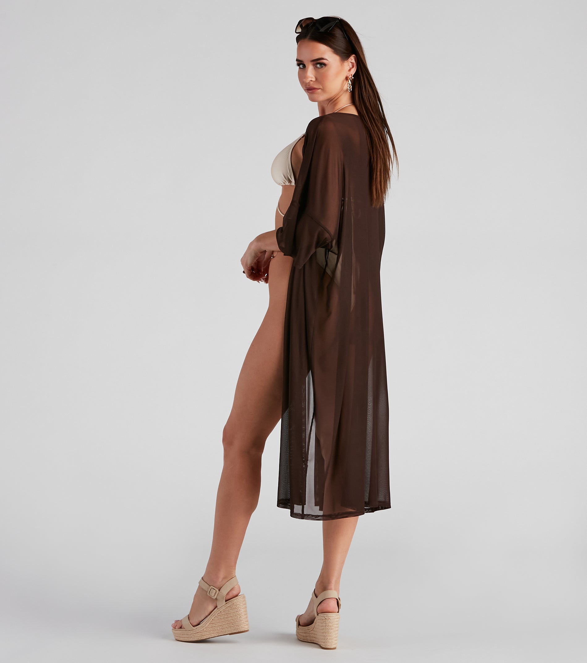 Essential Mesh Long Kimono - Image 2