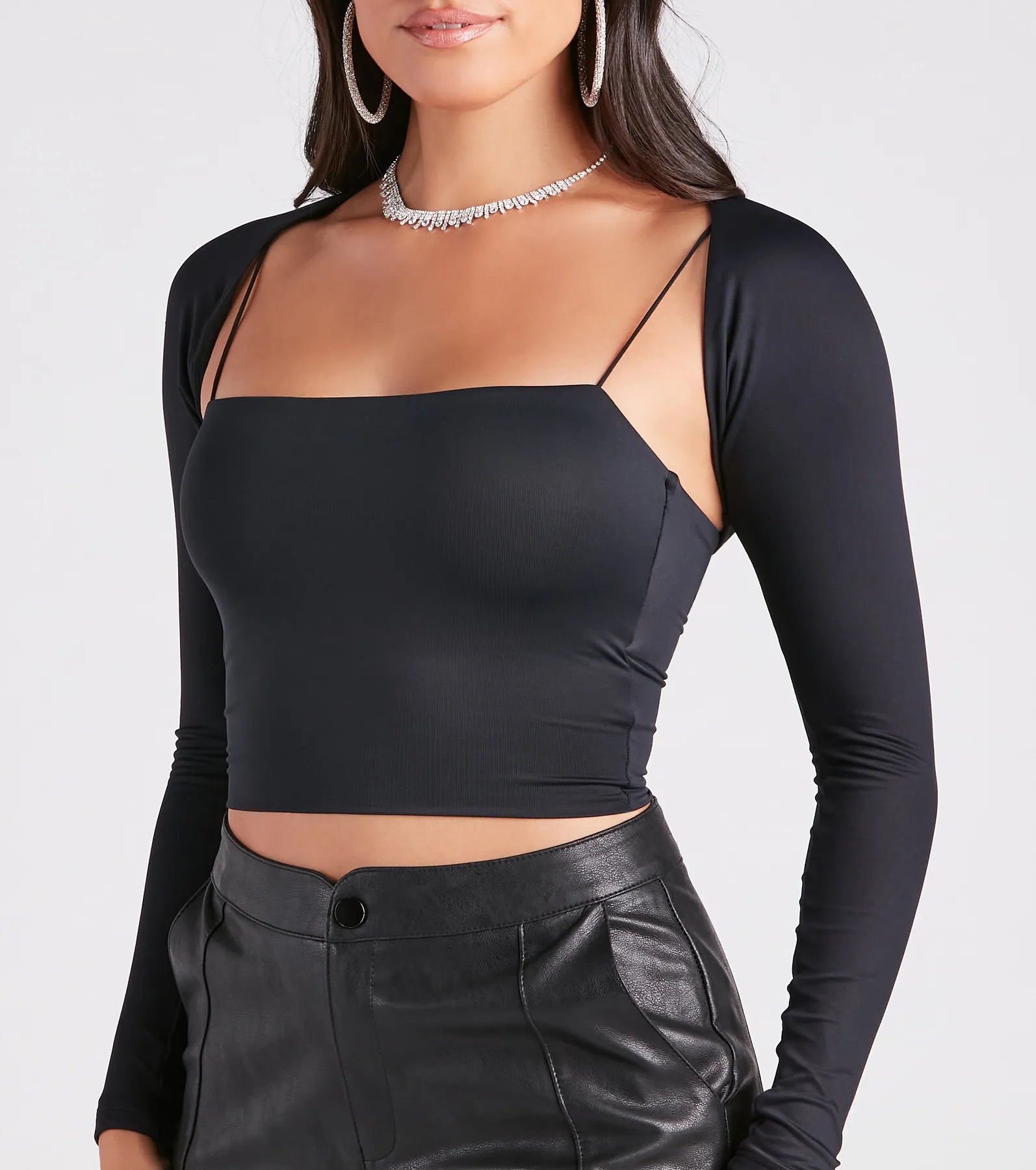 Smooth Silhouette Long Sleeve Bolero - Image 4