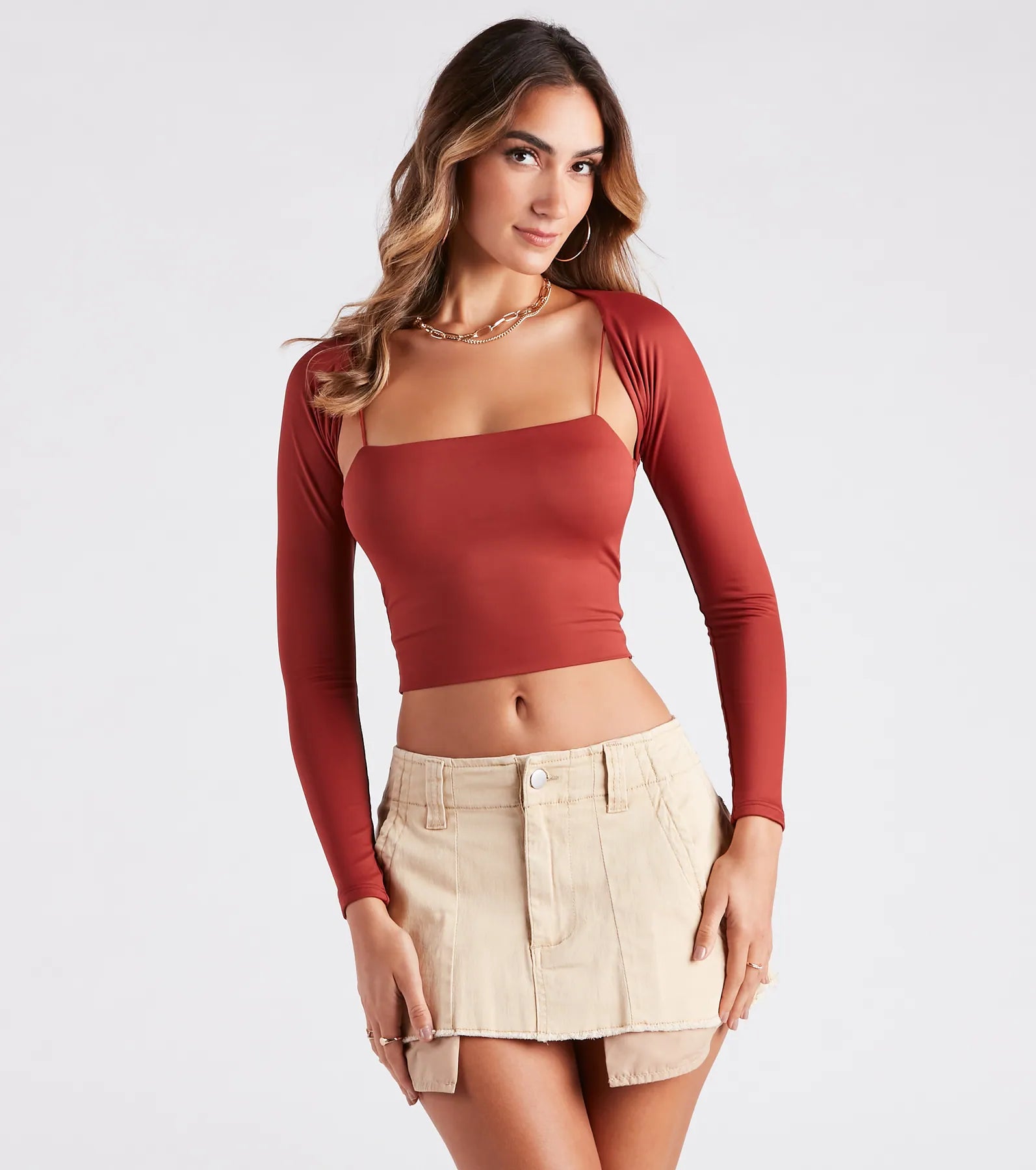 Smooth Silhouette Long Sleeve Bolero - Image 5