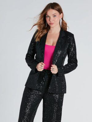 Night Cocktails Sequin Tie-Waist Blazer