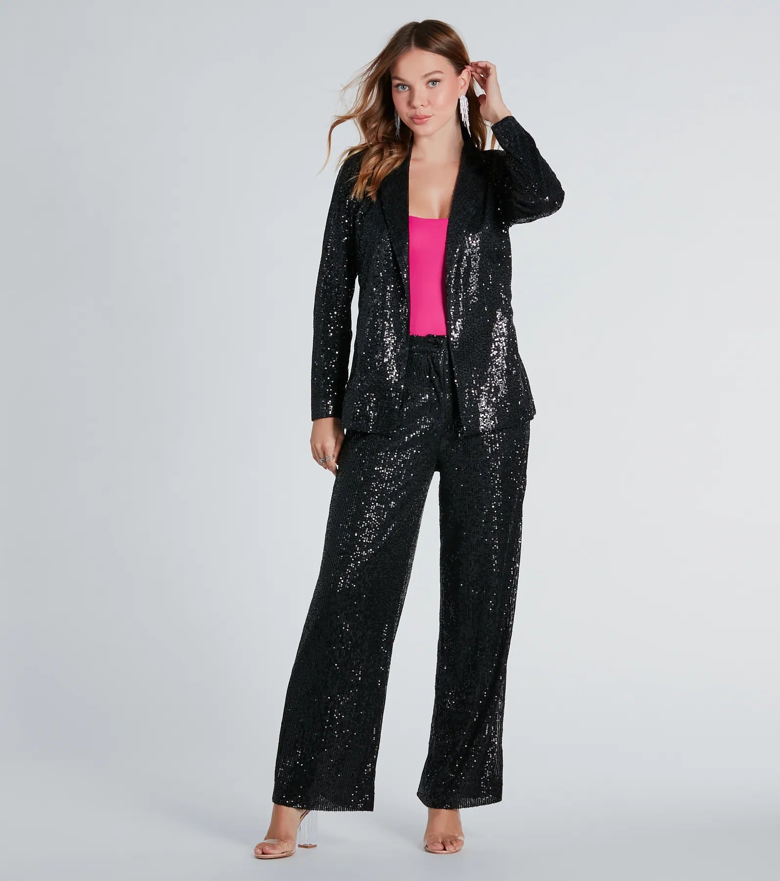 Night Cocktails Sequin Tie-Waist Blazer - Image 4
