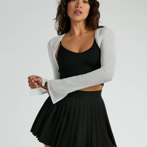 Glam Time Long Sleeve Rhinestone Mesh Bolero