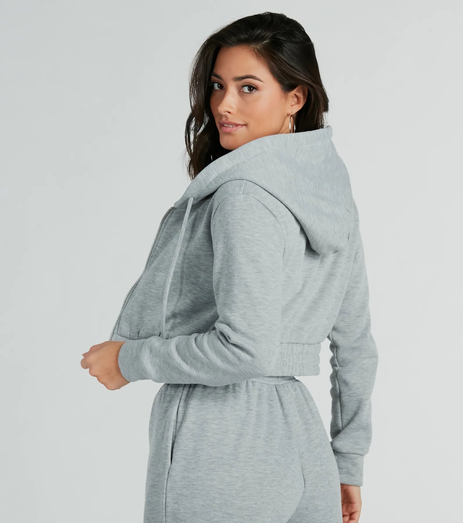 On Point Cutie Zip Up Crop Fleece Hoodie - Image 4