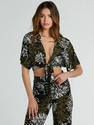 Living In The Palms Tie-Front Crop Top