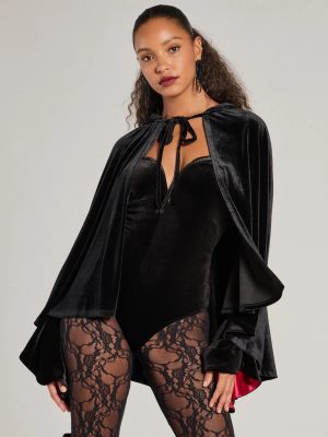Spooky And Sultry Velvet Hooded Cape