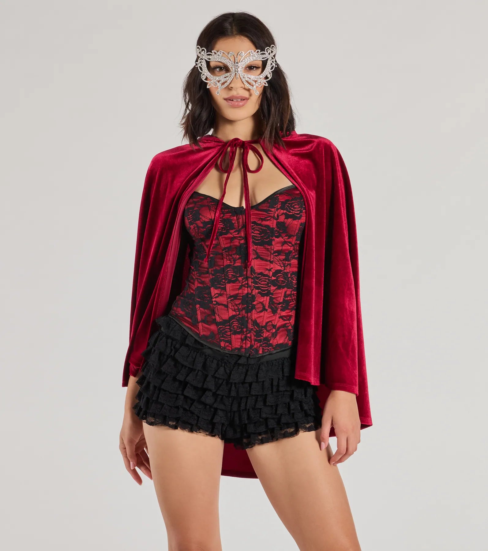 Spooky And Sultry Velvet Hooded Cape - Image 5