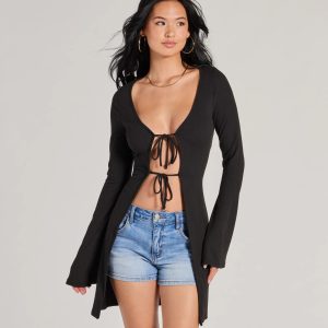 Perfectly Comforting Tie Front Longline Duster