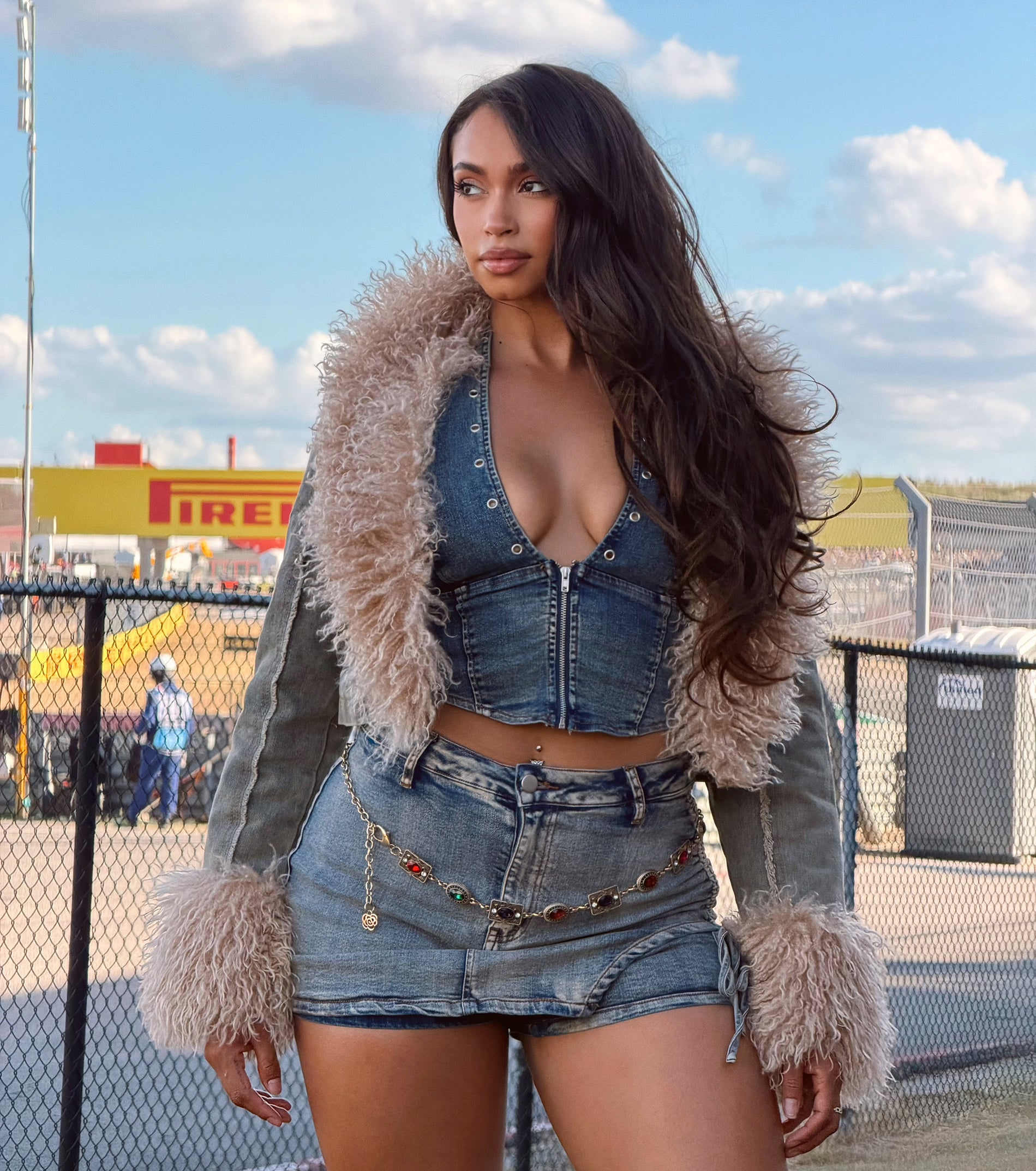 Scene Stealer Faux Fur Crop Denim Jacket