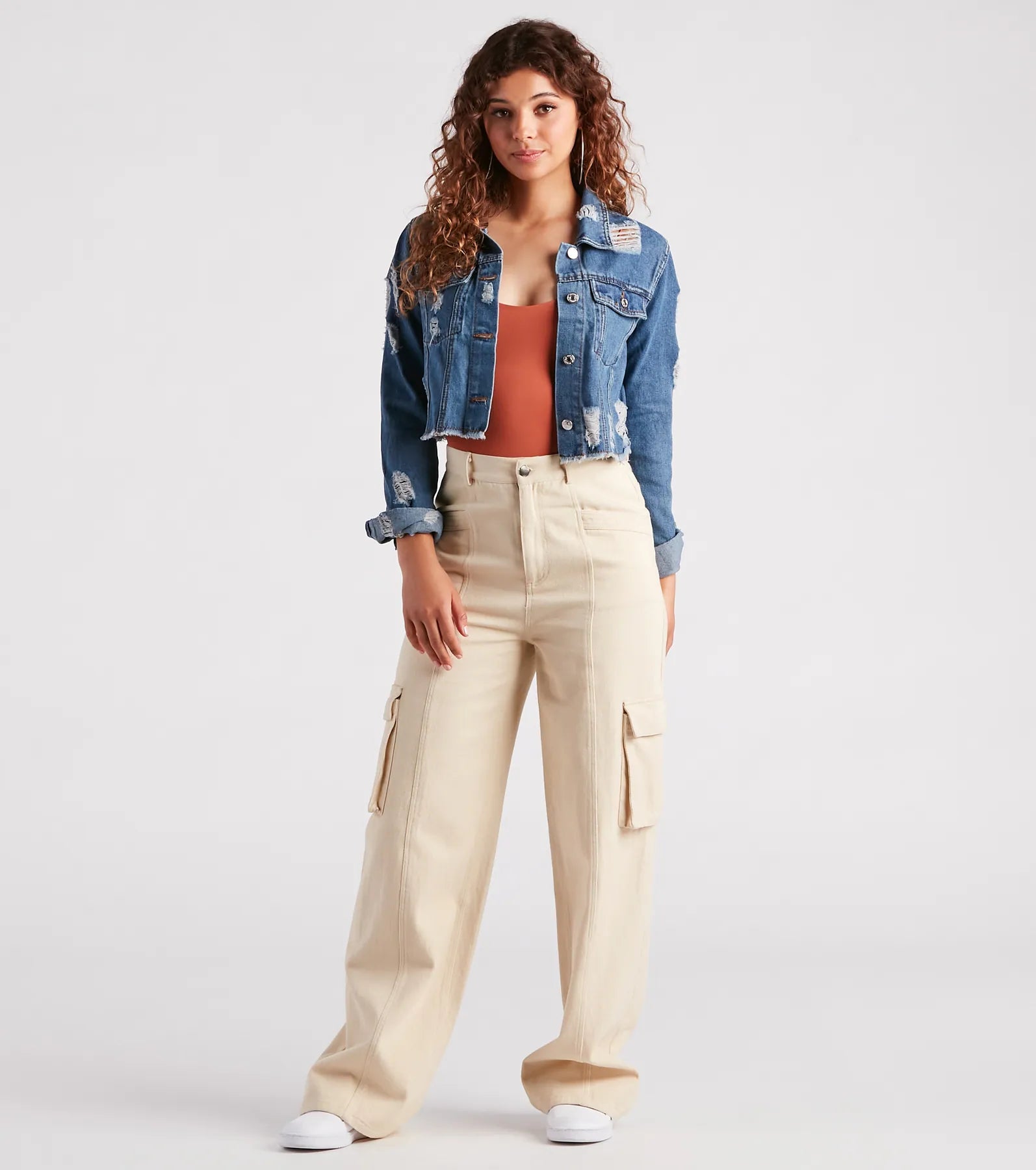 New Fave Distressed Cropped Denim Jacket - Image 7