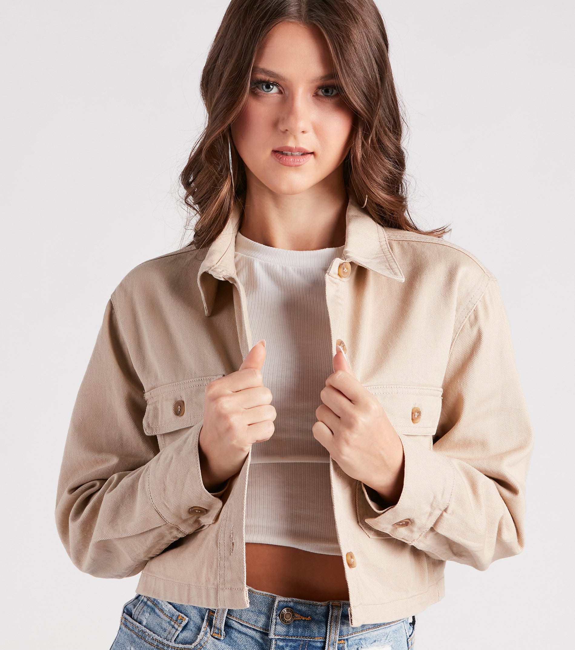Casual Perfection Cropped Denim Shacket - Image 4