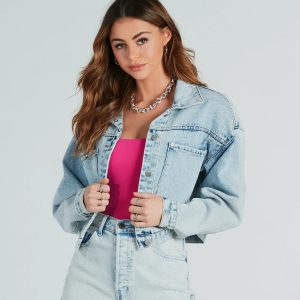 Don't Waist Time Crop Denim Jacket