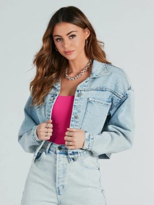 Don't Waist Time Crop Denim Jacket