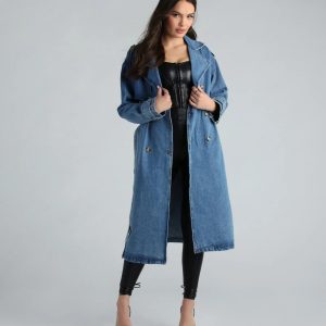 Casual Chic Slay Denim Trench Coat