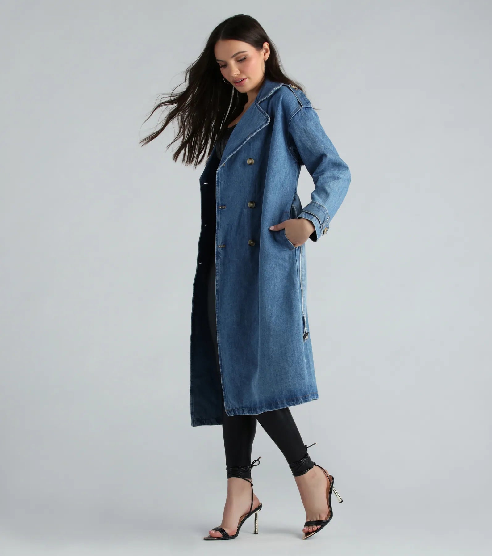 Casual Chic Slay Denim Trench Coat - Image 3